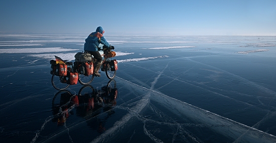 Baikal winter bicycle travel