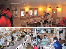 Dinning room inside Baikal diving boat
