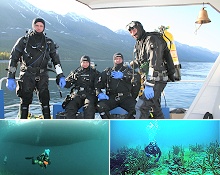 Diving from the boat during Baikal diving cruise