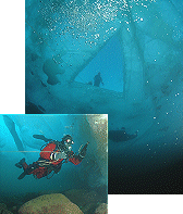 Diving in lake Baikal ice