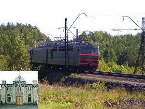 Trans Siberian railway station in Sludyanka town on the shore of Baikal lake.