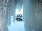 View out from the icy cave. Jeep UAZ