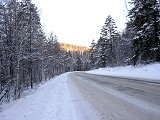 Tours to baikal: Tour to Listvyanka: On the only way to Listvyanka. Baikalsky Trakt highway after snowfall.